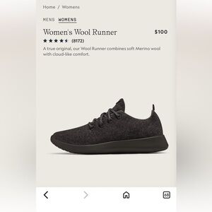 Allbirds Women's Wool Runner - Charcoal W8
